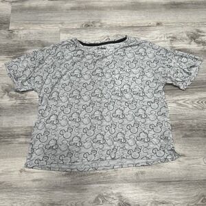 Disney Mickey Mouse Print T-Shirt Casual Everyday‎ Top Gray Graphic Tee M